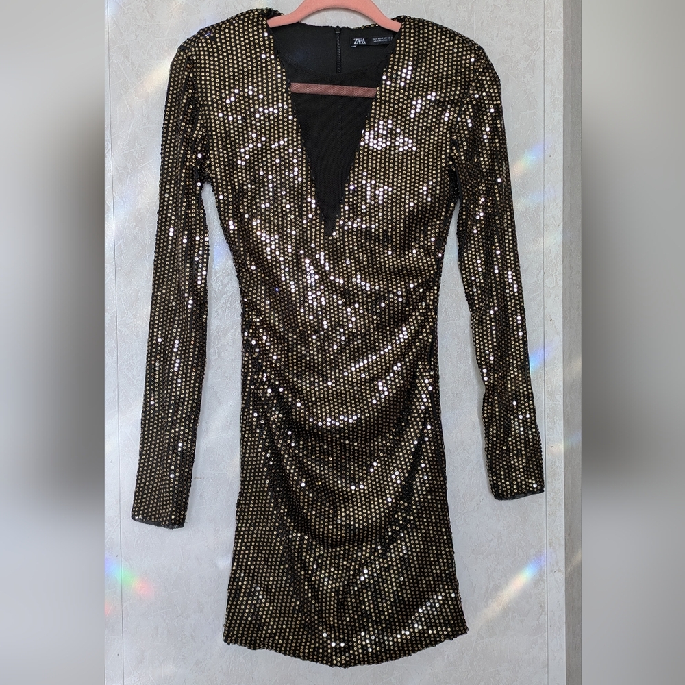Black and Gold Sequin Dress